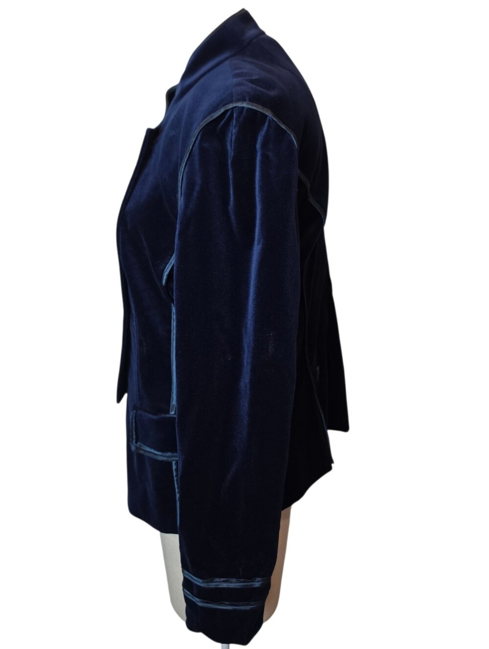 Vintage Y2K Bloomingdale's Military Jacket Size 12 Navy Velvet Hussar Napoleon - Picture 7 of 15